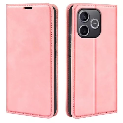Honor 600 Lite retro mintás mágneszáras bőr fliptok rózsaszín tok
