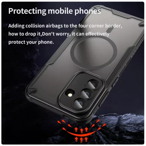 Samsung Galaxy A57 5G Armor Glaze MagSafe mágneses telefontok (fekete) tok