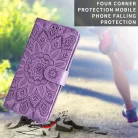 Samsung Galaxy A57 5G napraforgó mintás dombornyomott bőr fliptok lila tok