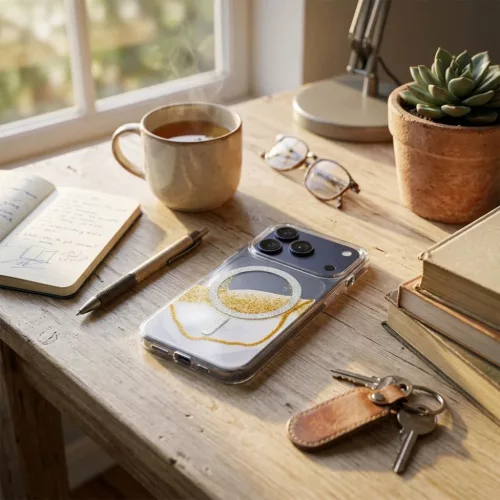iPhone 17 Pro Arany MagSafe-kompatibilis fehér tok