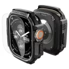 Apple Watch Ultra 1 / 2 / 3 (49 mm) Spigen Rugged Armor és edzett üvegfólia matt fekete tok