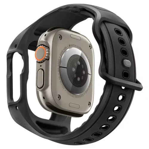 Apple Watch Ultra 1 / 2 / 3 (49 mm) Spigen Liquid Air Pro fekete tok és edzett üvegfólia