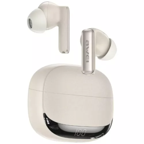 AWEI TA19 ANC Bluetooth 6.0 TWS vezeték nélküli fülhallgató töltőtokkal bézs