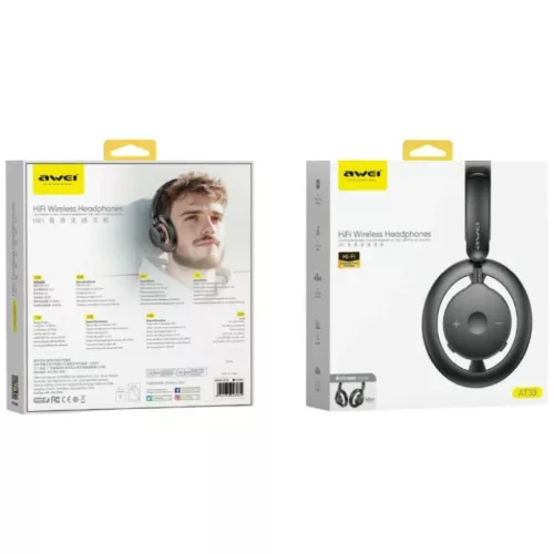 AWEI AT33 vezeték nélküli fekete Bluetooth fejhallgató