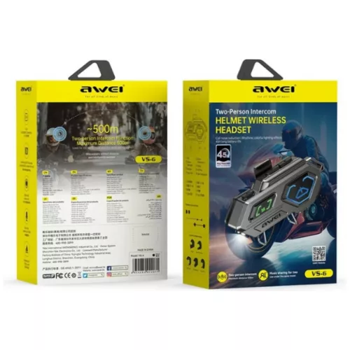 AWEI VS-6 motoros interkomos headset fekete