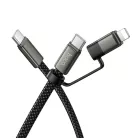 Hoco X125 lapos Type-C–Type-C / iP 2 az 1-ben USB kábel 3A 60W 1 m fekete