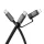 Hoco X125 lapos Type-C–Type-C / iP 2 az 1-ben USB kábel 3A 60W 1 m fekete