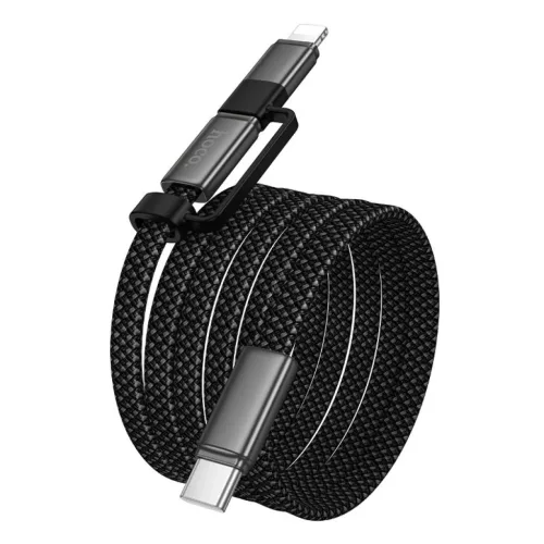 Hoco X125 lapos Type-C–Type-C / iP 2 az 1-ben USB kábel 3A 60W 1 m fekete