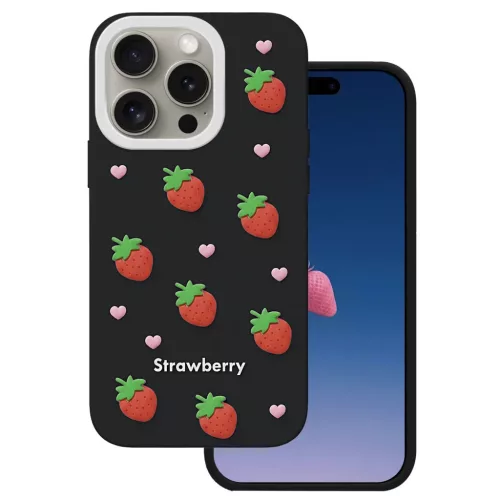 iPhone 14 Pro / 15 Pro 6,1" fekete eper tok