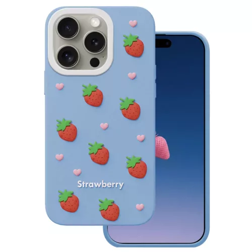iPhone 14 Pro / iPhone 15 Pro 6,1" Kék eper tok