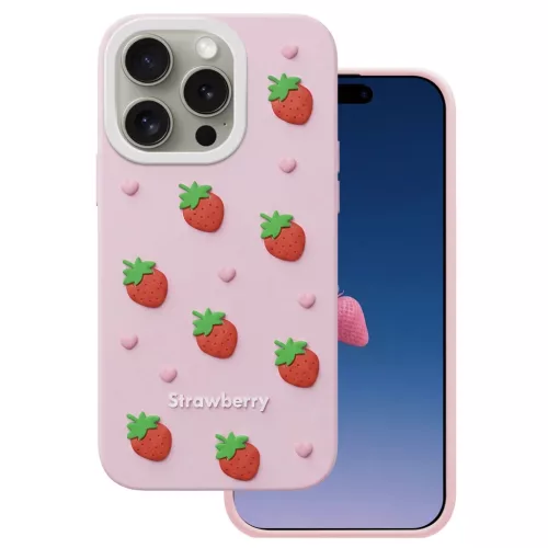 iPhone 15 Pro Rózsaszín eper tok