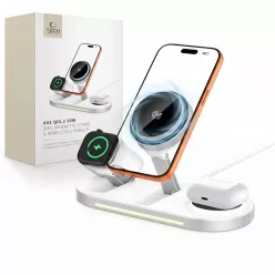   Tech-Protect A51 ArcticBoost 3 az 1-ben mágneses MagSafe vezeték nélküli töltő 25W Qi2.2 fehér