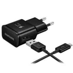   Fali töltő Samsung EP-TA200B + DG970BBE, 15W, 2A, 1 x USB-A, USB-C kábellel, Fekete GP-PTU023DYBBQ