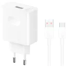 Honor hálózati töltő, 80W, 1 x USB-A - 1 x USB-C, USB-C kábellel, Fehér