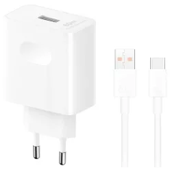   Honor hálózati töltő, 80W, 1 x USB-A - 1 x USB-C, USB-C kábellel, Fehér