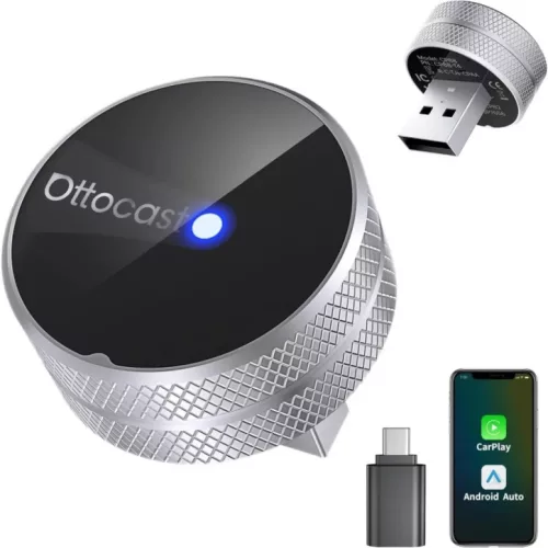 Vezeték nélküli Carplay / Android Auto Adapter Ottocast Mini Slim Tube Apple iPhone / Android sorozathoz, Ezüst CP88-T4