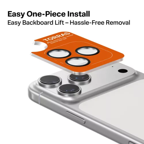 iPhone 17 Pro / iPhone 17 Pro Max Narancssárga Torras Lensguard kamera védő üvegfólia