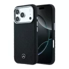 Mercedes PU bőr Semi Wrap MagSafe tok iPhone 17 Pro Max-hoz fekete