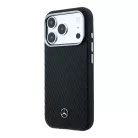 Mercedes PU bőr Semi Wrap MagSafe tok iPhone 17 Pro Max-hoz fekete