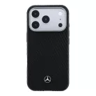 Mercedes PU bőr Semi Wrap MagSafe tok iPhone 17 Pro Max-hoz fekete