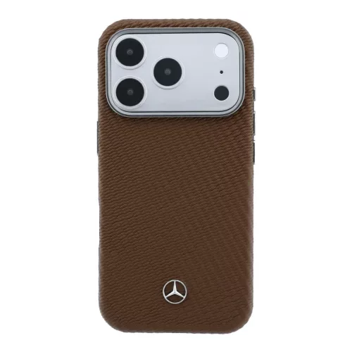 Mercedes PU bőr félborítású MagSafe tok iPhone 17 Pro Max-hoz Camel