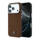 Mercedes PU bőr Semi Wrap MagSafe tok iPhone 17 Pro Camel