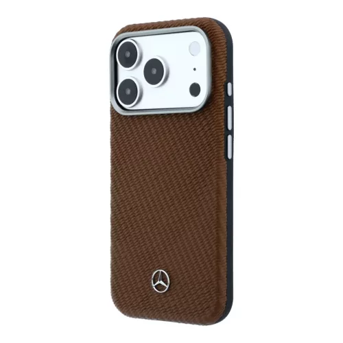 Mercedes PU bőr Semi Wrap MagSafe tok iPhone 17 Pro Camel
