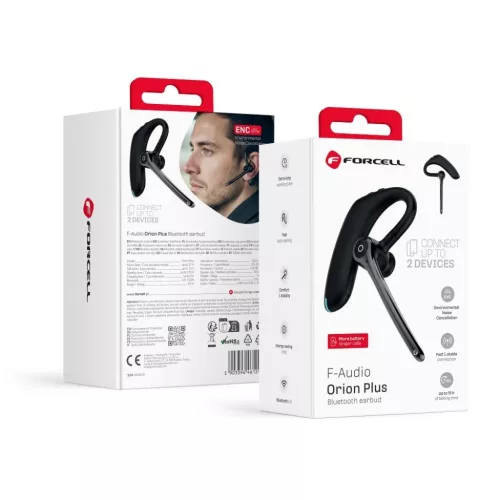 Forcell Orion Plus fekete vezeték nélküli mono headset (ENC, Multipoint, BT 6.0 + EDR, 170 mAh)