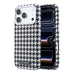   iPhone 17 Pro Fekete Karl Lagerfeld PU Houndstooth Resin Plate MagSafe tok