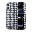 iPhone 17 Fekete Karl Lagerfeld PU Houndstooth Resin Plate MagSafe tok