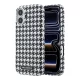 iPhone 17 Fekete Karl Lagerfeld PU Houndstooth Resin Plate MagSafe tok