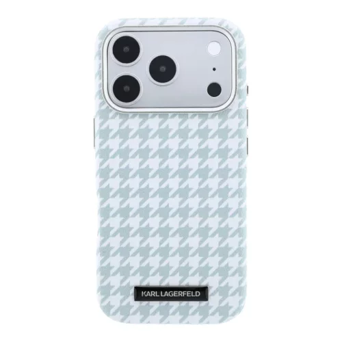 iPhone 17 Pro kék Karl Lagerfeld PU Houndstooth Resin Plate MagSafe tok