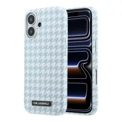   iPhone 17 kék Karl Lagerfeld PU Houndstooth Resin Plate MagSafe tok