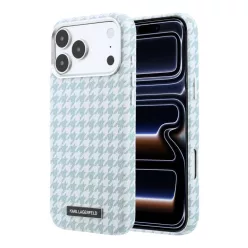   Apple iPhone 17 Pro Max kék Karl Lagerfeld PU Houndstooth Resin Plate MagSafe tok