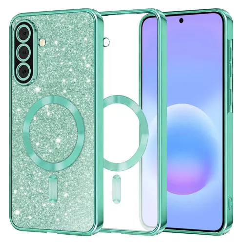 Samsung Galaxy A57 5G Világos zöld Techsuit - Luxury Glitter MagSafe tok