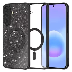   Samsung Galaxy A57 5G Fekete Techsuit - Luxury Glitter MagSafe tok