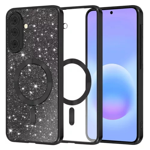 Samsung Galaxy A57 5G Fekete Techsuit - Luxury Glitter MagSafe tok
