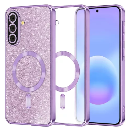 Samsung Galaxy A57 5G Világos lila Techsuit Luxury Glitter MagSafe tok