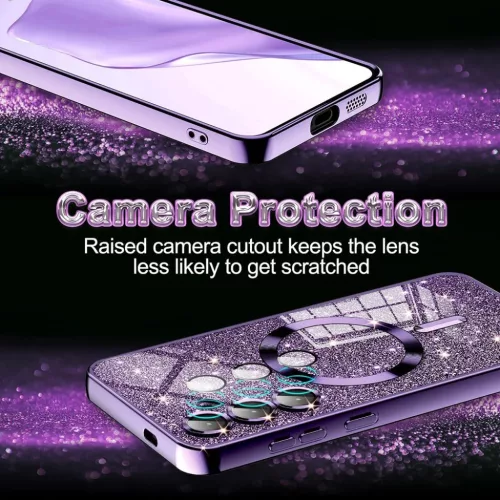 Samsung Galaxy A57 5G Világos lila Techsuit Luxury Glitter MagSafe tok