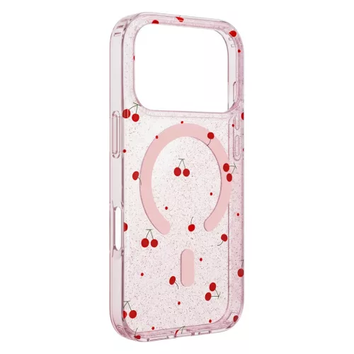 Samsung Galaxy S26 Cherry Mag cseresznye mintás, csillogó, rózsaszín tok