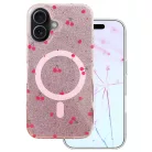 iPhone 16 Cseresznye Mag csillámos rózsaszín tok
