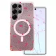 Samsung Galaxy S25 Ultra Cherry Mag csillámos cseresznye mintás rózsaszín tok