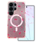 Samsung Galaxy S26 Ultra Cherry Mag cseresznye mintás csillogó rózsaszín tok