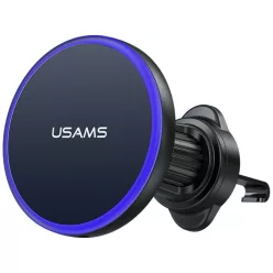   USAMS fekete vezeték nélküli töltős autós telefontartó szellőzőrácsra