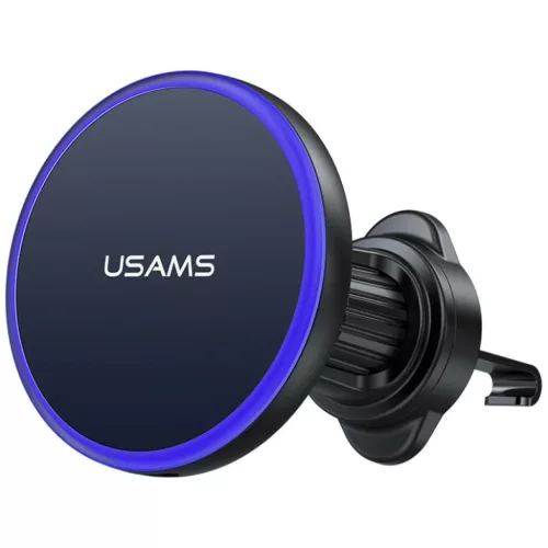 USAMS fekete vezeték nélküli töltős autós telefontartó szellőzőrácsra