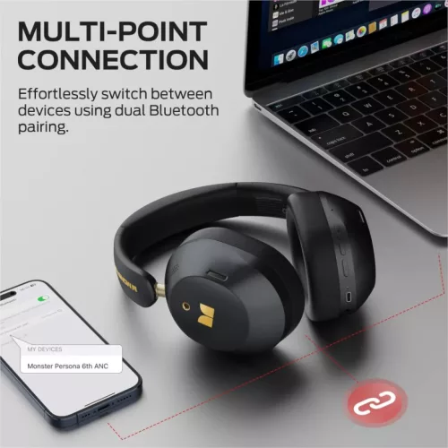 Bluetooth fejhallgató Monster Persona 6th, Fekete