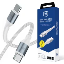   3mk - Data Cable Hyper N-Series - Type-C to Type-C, Szupergyors töltés, 100W, 20V/5A, 2m - Fehér