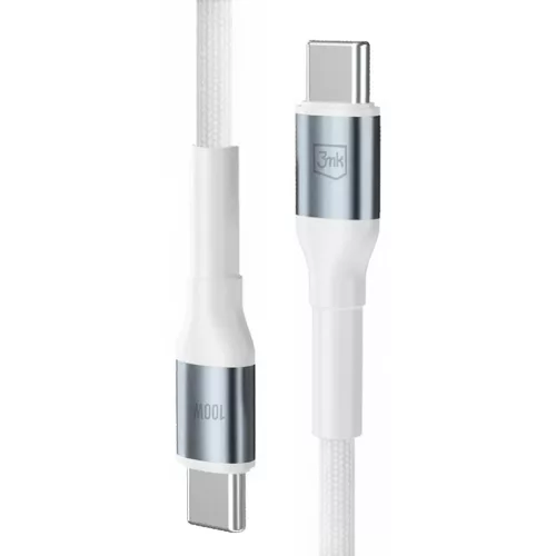 3mk - Data Cable Hyper N-Series - Type-C to Type-C, Szupergyors töltés, 100W, 20V/5A, 2m - Fehér