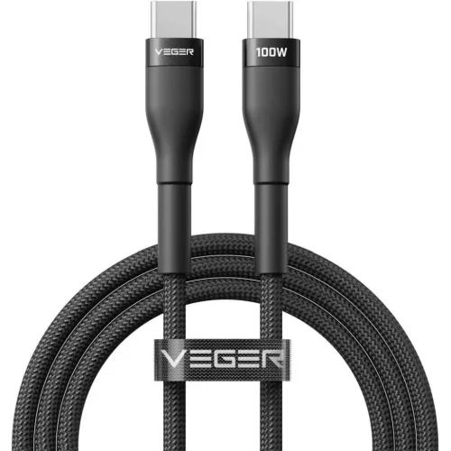 VEGER PD 5A 100W CC05 Type-C - Type-C kábel 1,5 m fekete