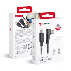   Forcell F-Energy QC4.0 PD 5A 100W Cafule 90° USB-C - USB-C kábel 1,2 m CC-1Deg fekete